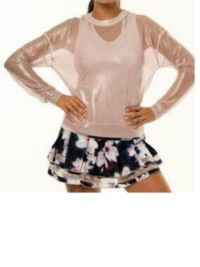 NWT Lucky in Love women Mesh Long Sleeve Shirt Top S Small Lavender
